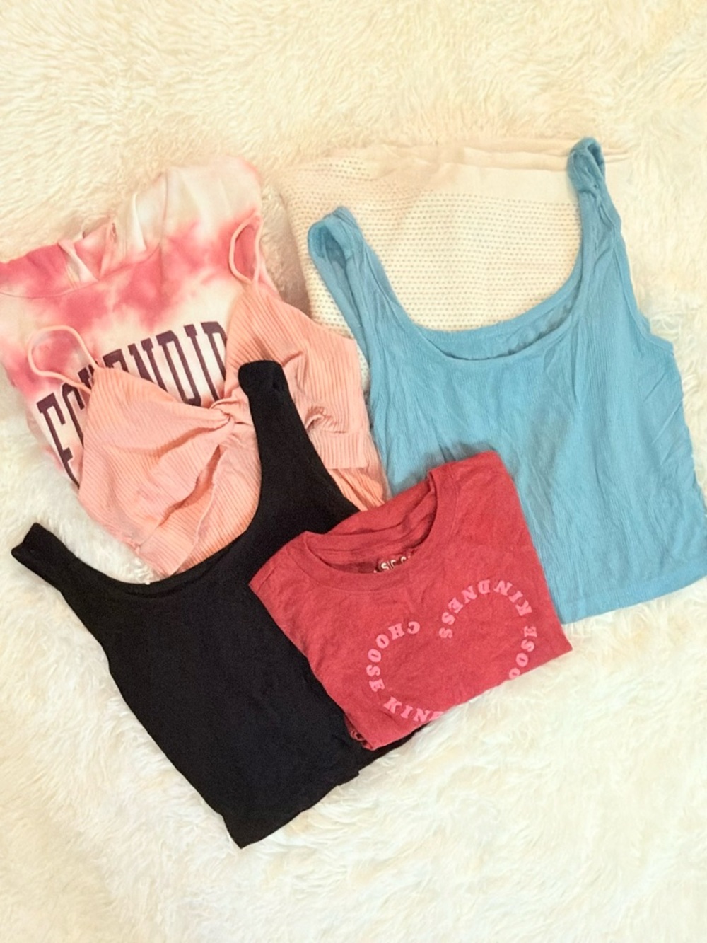 Ribbed Tops & Tie-Dye Hoodie Bundle, size S.